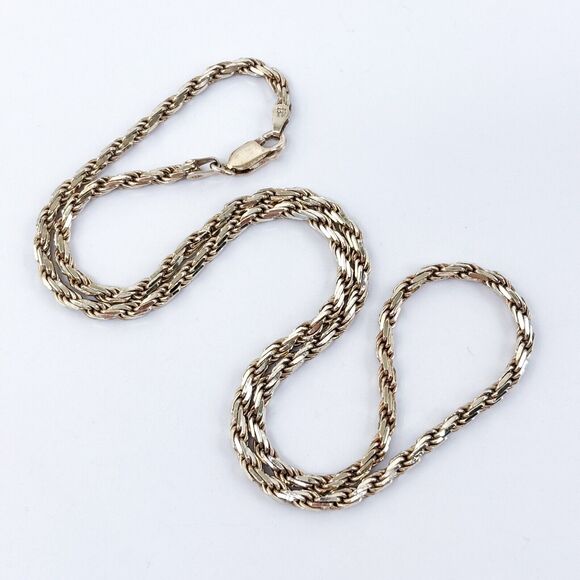 Vintage Italy Sterling Silver 925 2.6mm Rope Chain Necklace 18” - Picture 1 of 3